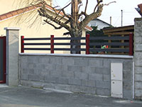 Barrière de clôture - 3 lames de 80 mm en lice avec poteaux
